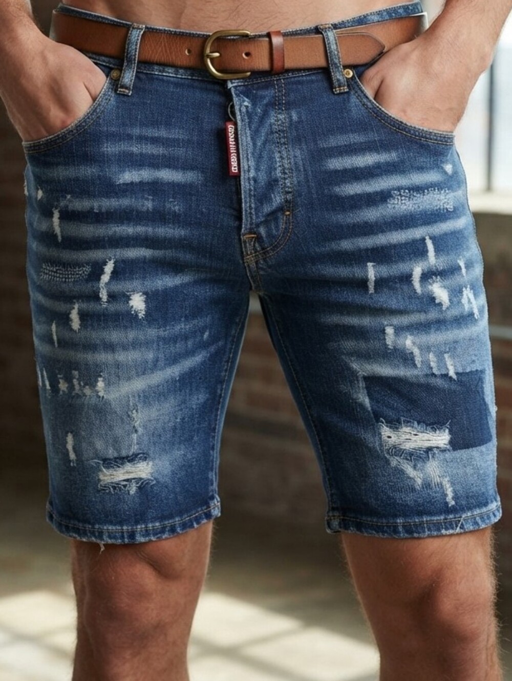 DSQUARED2 Denim Distressed Men’s Shorts - Blue